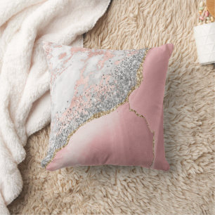 Pink Marble Agate  Cushion