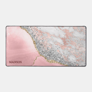Pink Marble Agate Desk Mat
