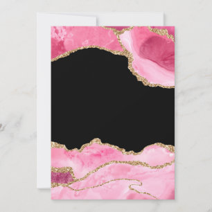 Pink Marble Agate Elegant Gemstone Golden Glitter Thank You Card