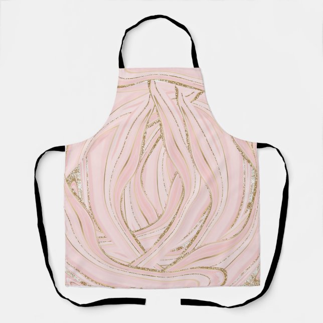 PINK MARBLE AGATE GOLD GLITTER GLAM APRON (Front)