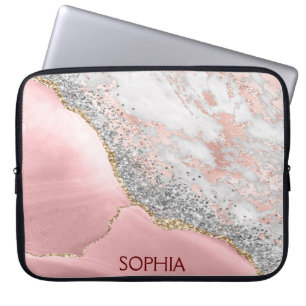 Pink Marble Agate Laptop Sleeve