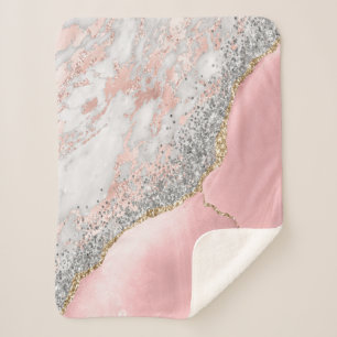 Pink Marble Agate Sherpa Blanket