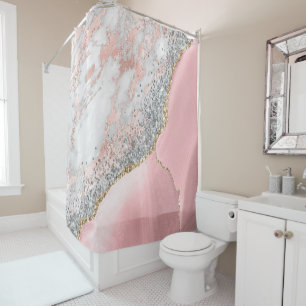 Pink Marble Agate  Shower Curtain