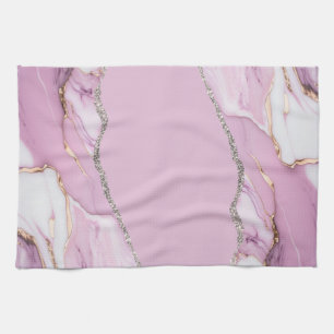 PINK MARBLE AGATE Table Runner Tea Towel