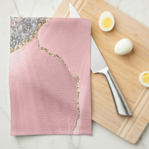 Pink Marble Agate  Tea Towel