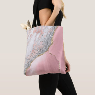 Pink Marble Agate Tote Bag