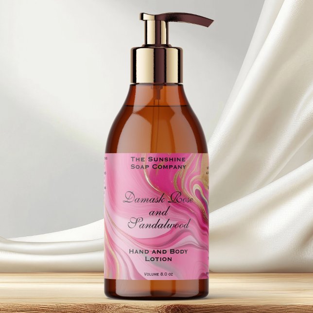 Pink Marble and Gold Foil Cosmetics Bottle Label (Creator Uploaded)