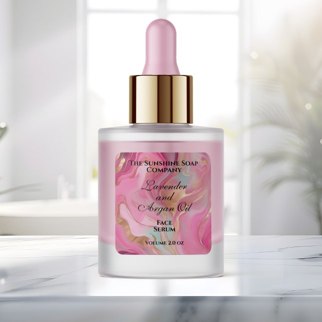 Pink marble and gold foil dropper bottle label (Creator Uploaded)