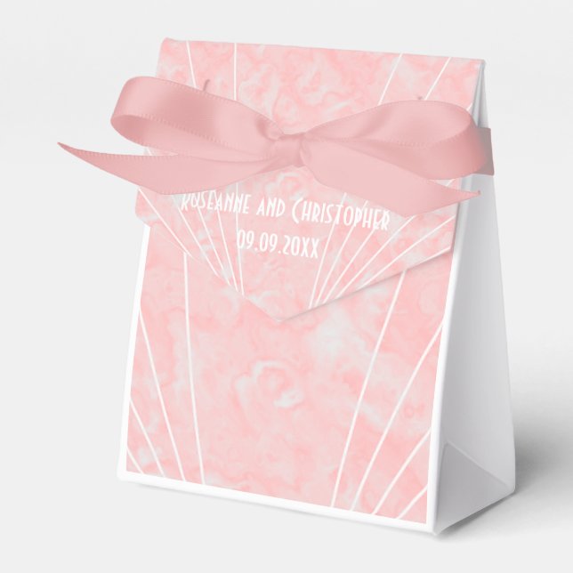 Pink Marble Art Deco Design Wedding Favour Box (Front Side)