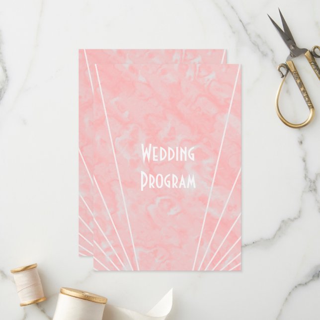 Pink Marble Art Deco Design Wedding Program (Front/Back In Situ)