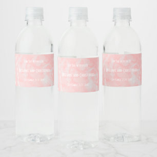 Pink Marble Art Deco Design Wedding Water Bottle Label
