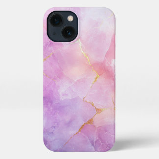 pink marble art girly gold iPhone 13 case