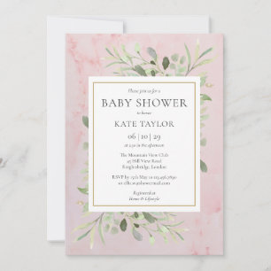 Pink Marble Baby Girl Shower   Sprinkle Invitation
