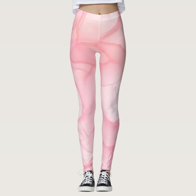 Pink marble background, fluid art background leggings (Front)