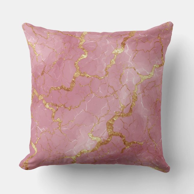 Pink Marble Background With Gold Veins Cushion (Front)