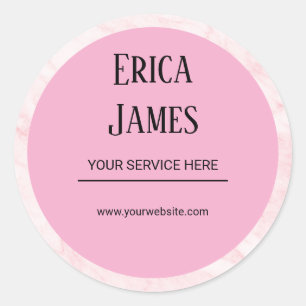 Pink Marble Beauty Salon Classic Round Sticker