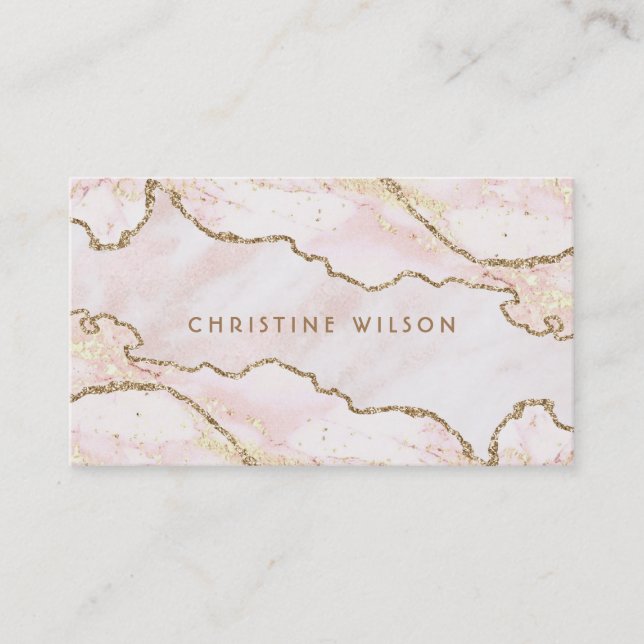 pink marble business card (Front)