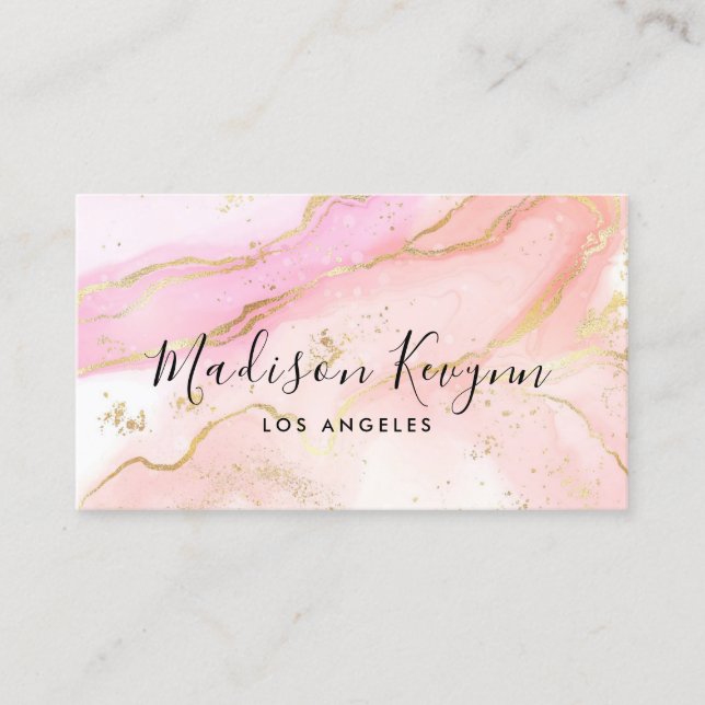  Pink  Marble  Business Card (Front)