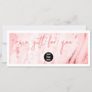 Pink Marble Business Logo QR Code Gift Certificate