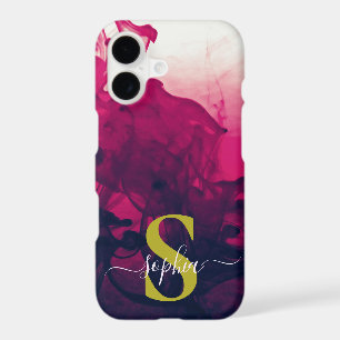 pink marble chic gold glitter monogram