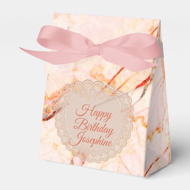 Pink Marble Chic Personalised Favour Box (Front Side)