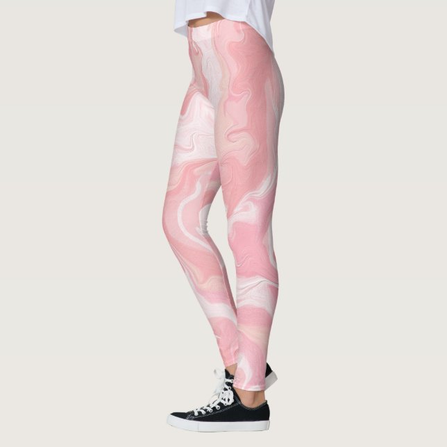 Pink Marble Cloud Pattern Leggings - Hot Pink! (Left)