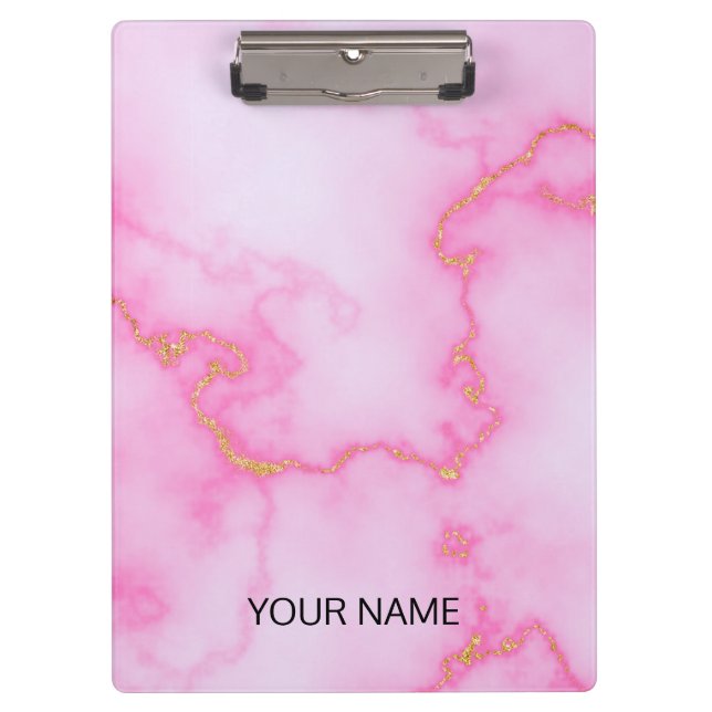 Pink Marble Customise  Clipboard (Front)