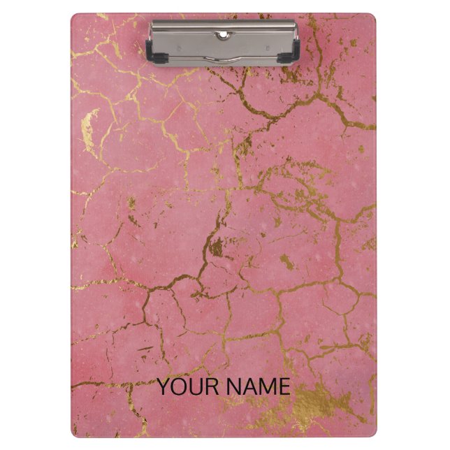 Pink Marble Customise  Clipboard (Front)