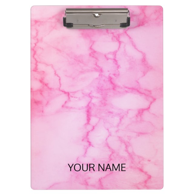 Pink Marble Customise  Clipboard (Front)