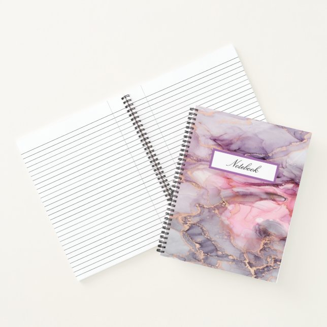 pink marble cute elegant grey notebook (Inside)