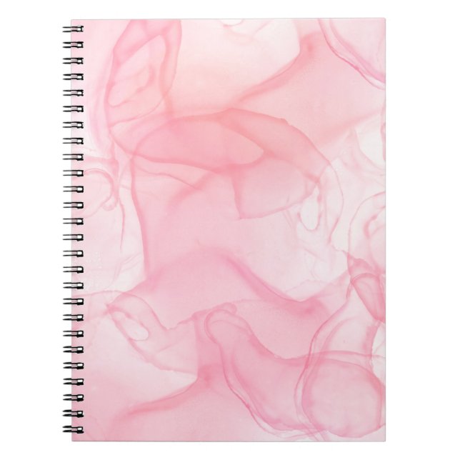 Pink Marble Fluid Ink Glitter Art Pattern Notebook (Front)