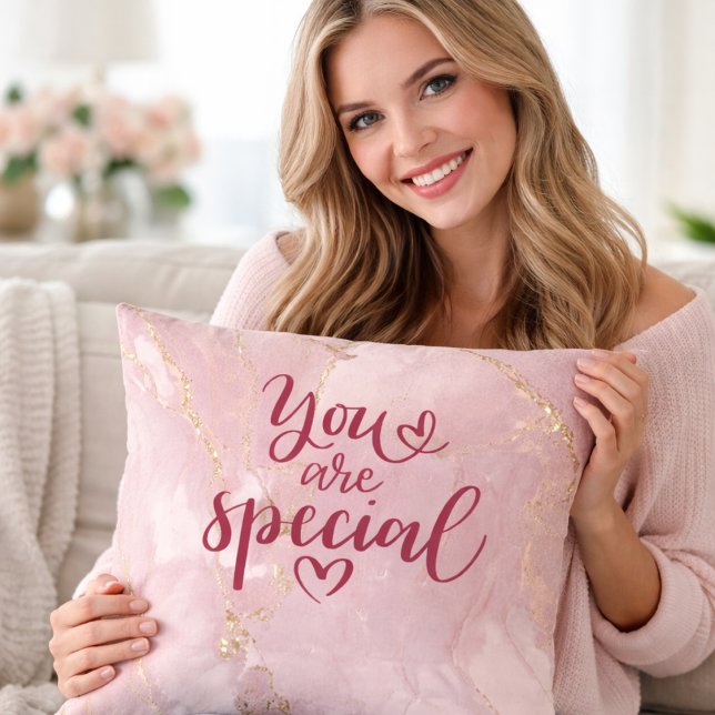 Pink Marble Gold Accent Decorative Cushion (Creator Uploaded)
