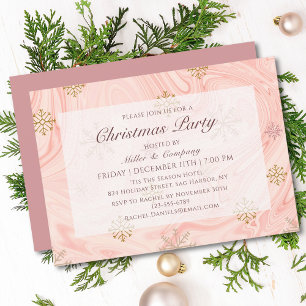 Pink Marble Gold Corporate Christmas Party Invitation