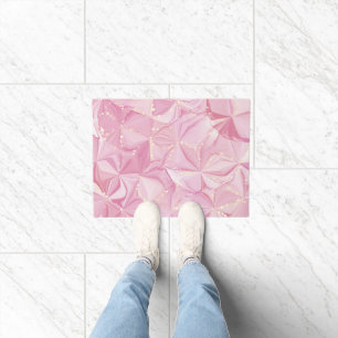 Pink Marble Gold Geode Abstract Pattern Doormat
