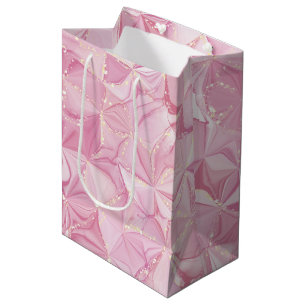 Pink Marble Gold Geode Abstract Pattern Medium Gift Bag