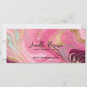 Pink Marble & Gold Glitter Gift Certificate Card