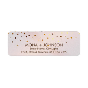 Pink Marble Gold Glitter Sparkle Confetti Dots Return Address Label