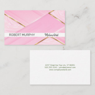 Pink Marble   Gold Metallic Business Card
