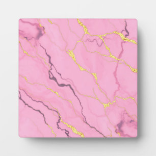 Pink Marble Gold Veins Pattern Plaque