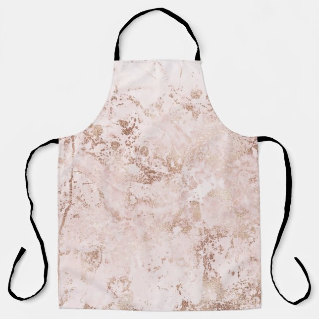 Pink marble: golden texture background. apron (Front)