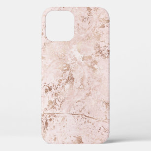 Pink marble: golden texture background. iPhone 12 case