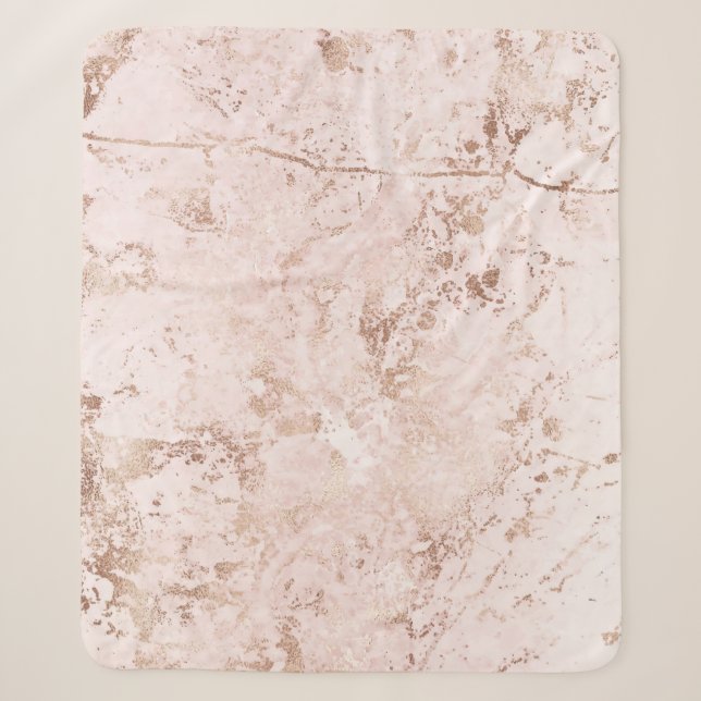Pink marble: golden texture background. sherpa blanket (Front)