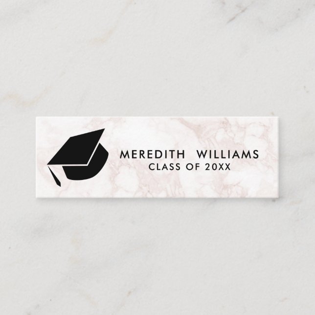 Pink Marble Grad Cap Graduation Insert (Front)