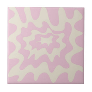 Pink Marble Groovy Wavy Stripe Modern Spring Ceramic Tile