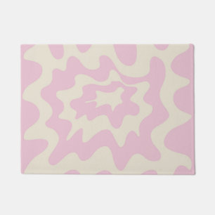 Pink Marble Groovy Wavy Stripe Modern Spring Doormat