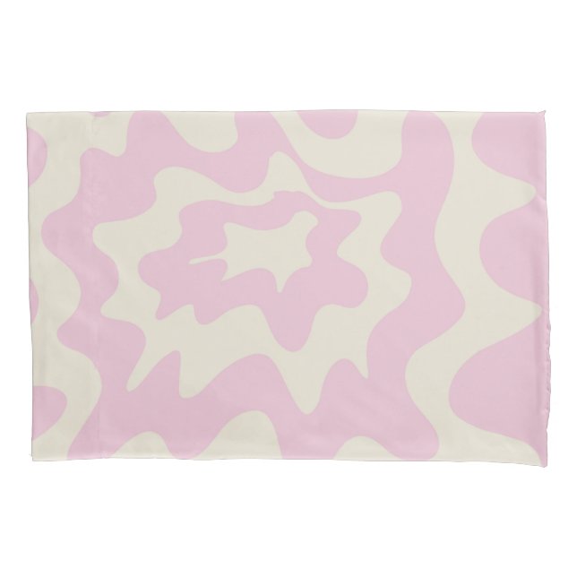 Pink Marble Groovy Wavy Stripe Modern Spring  Pillowcase (Front)