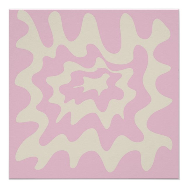 Pink Marble Groovy Wavy Stripe Modern Spring Poster (Front)