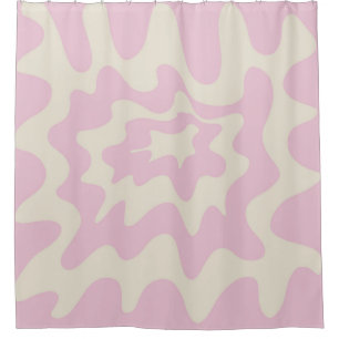 Pink Marble Groovy Wavy Stripe Modern Spring Shower Curtain