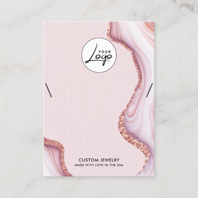 Pink Marble Logo Necklace Bracelet Display Card (Front)