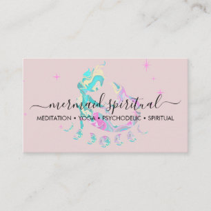 Pink marble Mermaid moon spiritual zodiac Business Card